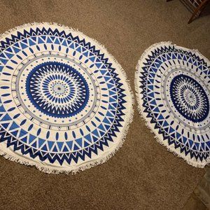 2 (5'each) Isowhey Circle Beach Towel, Beautiful blue- NEW